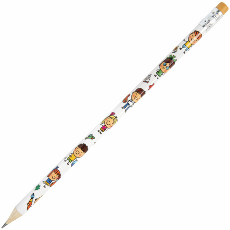 Карандаш чернографитный ПИФАГОР "ЭНИКИ-БЕНИКИ", 1 шт., HB, с ластиком, корпус ассорти, 181787 - Карандаши чернографитные
