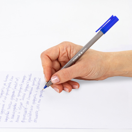 Ручка шариковая масляная STAFF EVERYDAY OBP-290, СИНЯЯ, трехгранная, узел 0,7 мм, линия письма 0,35 мм, 142996 - Ручки шариковые неавтоматические