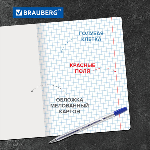 Тетради 18 л. КОМПЛЕКТ 20 шт. BRAUBERG КЛАССИКА NEW, клетка, обложка картон, СИНЯЯ, 880061 - Тетради 12-24 листов