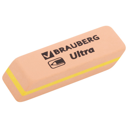 Ластики BRAUBERG "Ultra" НАБОР 6 шт., размер ластика 41х14х8 мм, оранжевые, натуральный каучук, 229601 - Ластики классические