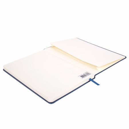 Блокнот А5 (148x218 мм), BRAUBERG "Metropolis Special", под кожу, 80 л., резинка, клетка, сапфировый, 113336 - Бизнес-блокноты и бизнес-тетради