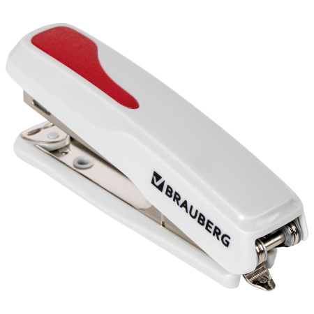 Степлер №10 BRAUBERG "Extra", до 20 листов, антистеплер, серо-красный, 229082 - Степлеры настольные