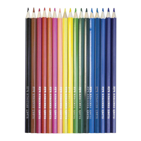 Карандаши цветные ЛУЧ "Классика", 18 цв., заточенные, шестигранные, картонная упаковка, 29С 1711-08 - Карандаши цветные