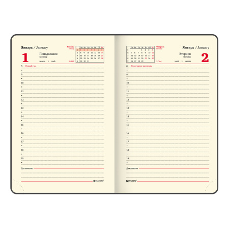 Ежедневник датированный 2024 МАЛЫЙ ФОРМАТ 100х150 мм А6, BRAUBERG "Iguana", под кожу, красный, 114785 - Ежедневники с покрытием "под кожу и ткань"