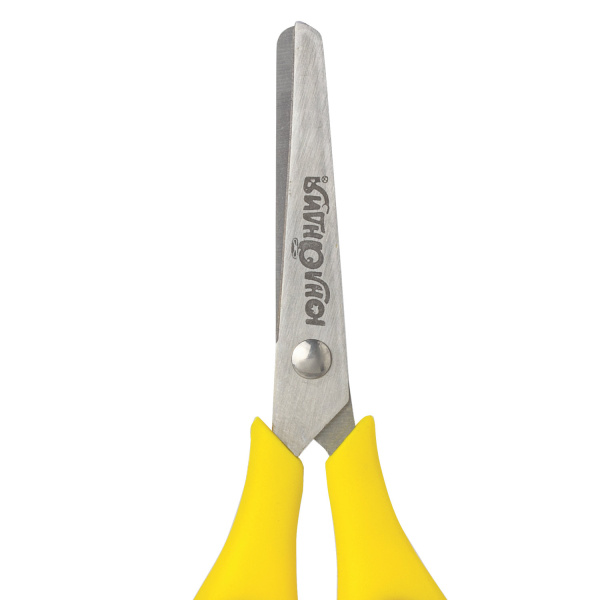 Ножницы ЮНЛАНДИЯ "ВОЗДУШНЫЙ ЗМЕЙ", 125 мм, для левши, резиновые вставки, желто-фиолетовые, европодвес, 236783 - Ножницы детские