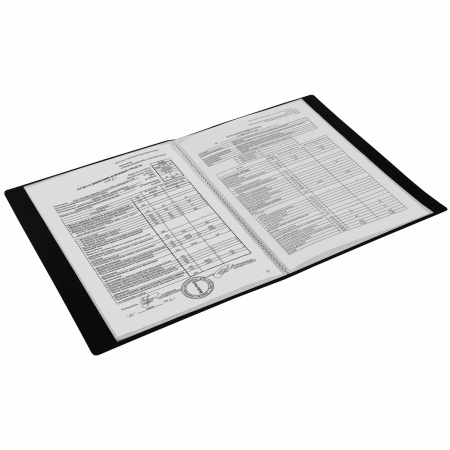 Папка 20 вкладышей BRAUBERG "Office", черная, 0,5 мм, 271324 - Папки с вкладышами (файлами)