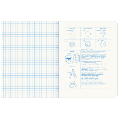 Тетрадь предметная со справочным материалом ORIGINAL 48 л., TWIN лак, ГЕОМЕТРИЯ, клетка, BRAUBERG, 404302 - Тетради предметные