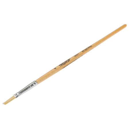 Кисть ПИФАГОР, ЩЕТИНА, плоская, № 4, деревянная лакированная ручка, 200871 - Кисти для рисования