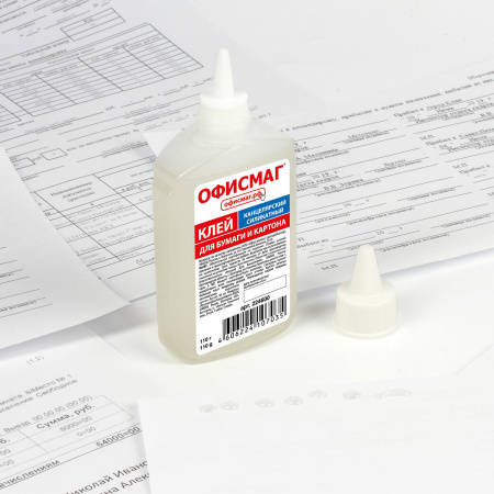 Клей канцелярский силикатный ОФИСМАГ (для бумаги, картона) 110 г, 224600 - Клей канцелярский