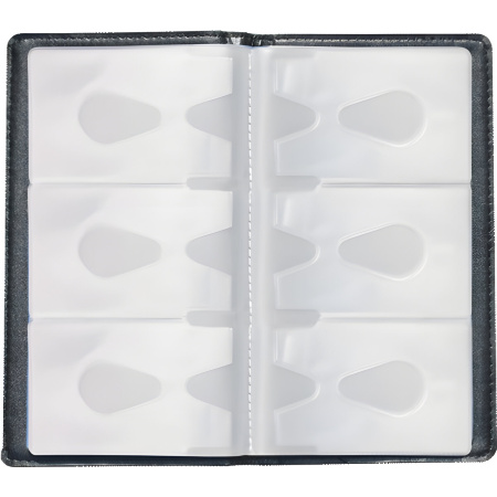 Визитница/кредитница трехрядная BRAUBERG "Cayman", на 96 карт, под кожу крокодила, черная, 231761 - Визитницы настольные