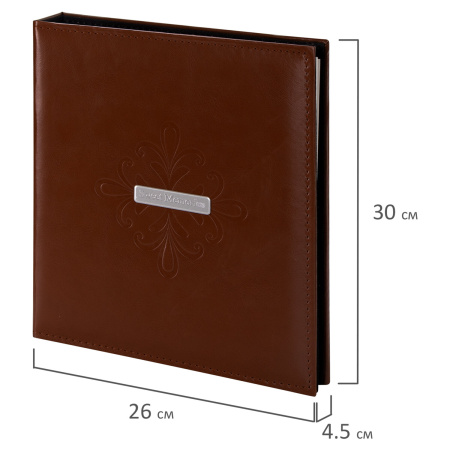 Фотоальбом BRAUBERG "Beta" 20 магнитных листов, 23х28 см, под гладкую кожу, коричневый, 391180 - Фотоальбомы