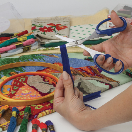 Ножницы для хобби и рукоделия ОСТРОВ СОКРОВИЩ 165 мм, 3-х сторонняя заточка, синие, 237106 - Ножницы для хобби и рукоделия