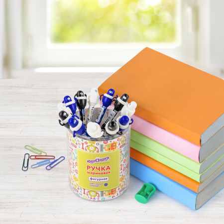 Ручка фигурная шариковая ЮНЛАНДИЯ "Робот", корпус ассорти, СИНЯЯ, пишущий узел 0,7 мм, 143790 - Ручки фигурные