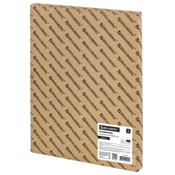 Пенокартон матовый, 30х40 см, толщина 5 мм, черный, КОМПЛЕКТ 5 листов, BRAUBERG, 112469 - Пенокартон