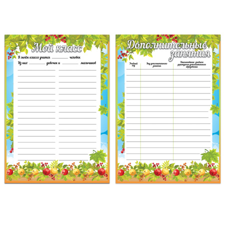 Листы-вкладыши для портфолио школьника, 14 разделов, 16 листов, "Окружающий мир", BRAUBERG, 126896 - Портфолио