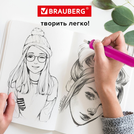 Ластик электрический BRAUBERG "JET", питание от 2 батареек ААА, 8 сменных ластиков, розовый, 229617 - Ластики электрические