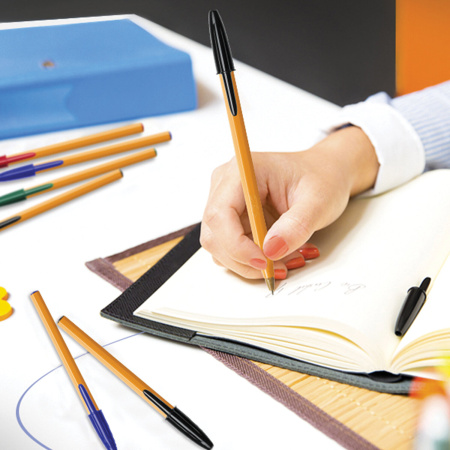 Ручка шариковая BIC "Orange", СИНЯЯ, корпус оранжевый, узел 0,8 мм, линия письма 0,3 мм, 8099221 - Ручки шариковые неавтоматические