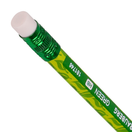 Карандаш чернографитный BRAUBERG "GREEN", 1 шт., HB, с ластиком, пластиковый, ассорти, 181746 - Карандаши чернографитные