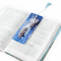 Закладка для книг с линейкой, 3D-объемная, BRAUBERG "Дельфины", с декоративным шнурком, 128094 - Закладки для книг