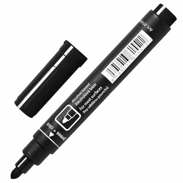 Маркер перманентный CENTROPEN 8566, ЧЕРНЫЙ, круглый наконечник, 2,5 мм, 5 8566 0112 - Маркеры перманентные