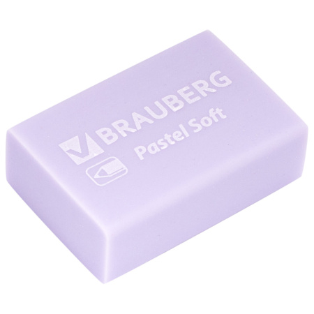 Ластики BRAUBERG "Pastel Soft" НАБОР 12 шт., размер ластика 31х20х10 мм, экологичный ПВХ, 229598 - Ластики классические