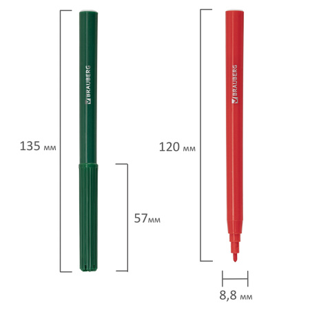 Фломастеры BRAUBERG "Wonderful butterfly", 6 цветов, вентилируемый колпачок, пластиковая упаковка, увеличенный срок службы, 150521 - Фломастеры классические