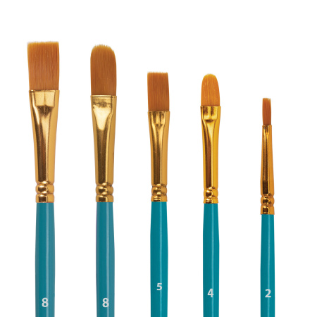 Кисти синтетика BRAUBERG, НАБОР 10 шт., синие (Круглые; Овальные; Плоские; Лайнеры), 201030 - Кисти для рисования