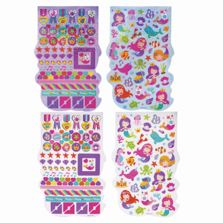 Альбом со сверкающими наклейками "Русалки", 4 листа, более 250 шт., склейка, ЮНЛАНДИЯ, 662697 - Альбомы и папки для рисования