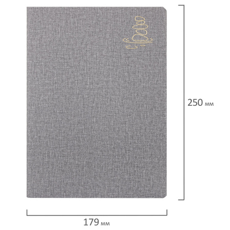 Тетрадь 60 л. в клетку обложка кожзам под рогожку, сшивка, B5 (179х250мм), СЕРЫЙ, BRAUBERG HARMONY, 403839 - Тетради более 60 листов