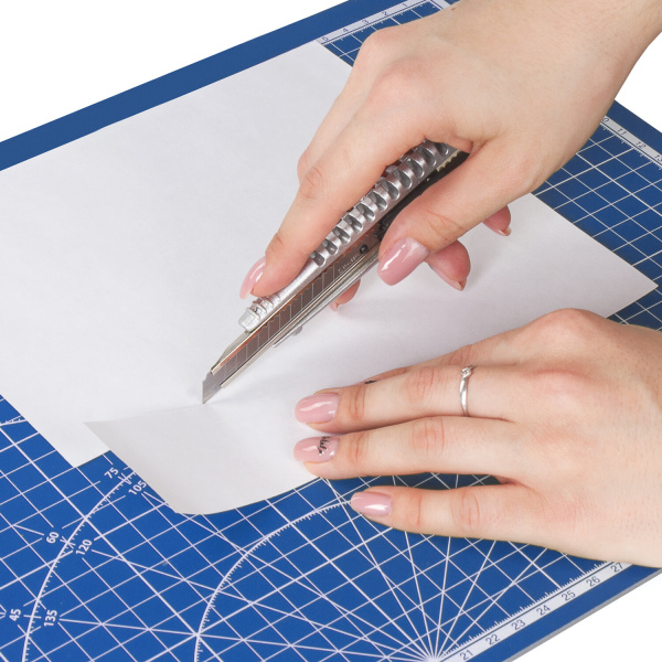 Коврик (мат) для резки BRAUBERG EXTRA 5-слойный, А3 (450х300 мм), двусторонний, толщина 3 мм, синий, 237177 - Коврики настольные для резки