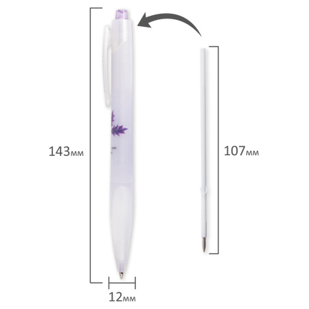 Ручка шариковая автоматическая с грипом BRAUBERG "Herb Time", СИНЯЯ, корпус ассорти, узел 0,7 мм, линия 0,35 мм, синяя, 141286 - Ручки шариковые автоматические