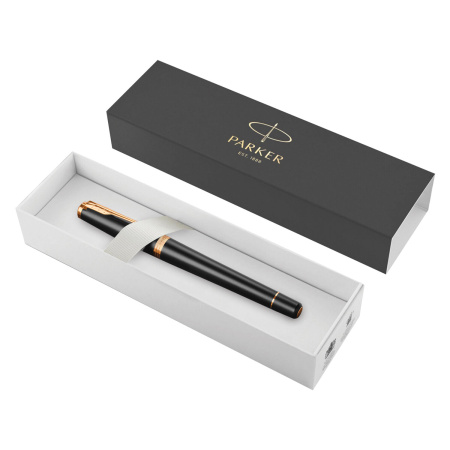 Ручка перьевая PARKER "Urban Core Muted Black GT", черный матовый лак, позолота, синяя, 1931593 - Ручки перьевые подарочные