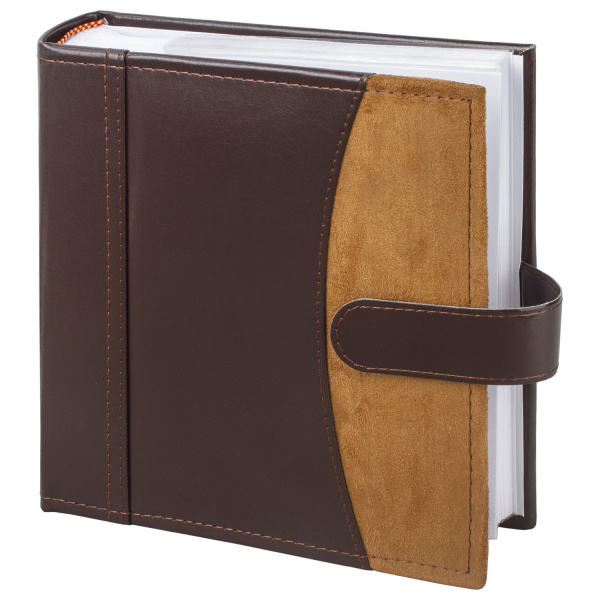 Фотоальбом BRAUBERG на 200 фото 10х15 см, под гладкую кожу, бумажные страницы, застежка, темно-коричневый, 390479 - Фотоальбомы