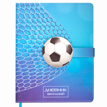 Дневник 1-4 класс 48 л., кожзам (твердая), застежка, ЮНЛАНДИЯ, "ФУТБОЛ", 105958 - Дневники для младших классов