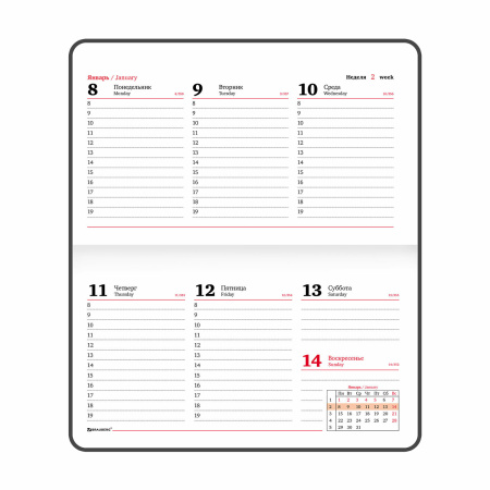 Еженедельник датированный 2024 А6 МАЛЫЙ ФОРМАТ 95х155 мм, BRAUBERG "Vista", под кожу, "Marble", 115057 - Еженедельники