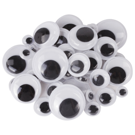 Глазки для творчества самоклеящиеся, вращающиеся, черно-белые, ассорти, 36 шт., ОСТРОВ СОКРОВИЩ, 661314 - Глазки для творчества