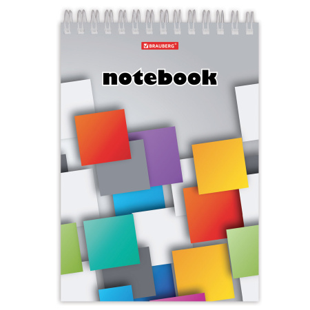 Блокнот А5 146х205 мм, 80 л., гребень, картон, жесткая подложка, клетка, BRAUBERG, "Кубы", 129819 - Блокноты