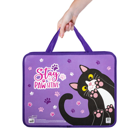 Папка на молнии с ручками ЮНЛАНДИЯ А4, 1 отделение, пластик, ширина 80 мм, "Stay Positive", 271460 - Папки-сумки с ручками