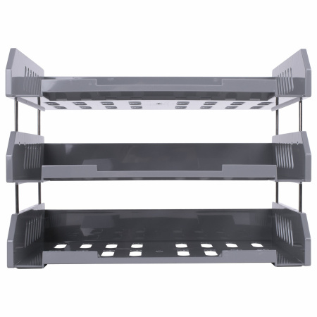 Лотки горизонтальные для бумаг, КОМПЛЕКТ 3 шт., 335х232х246 мм, серый, BRAUBERG FILE, 238108, ЛТ560 - Лотки горизонтальные (поддоны)