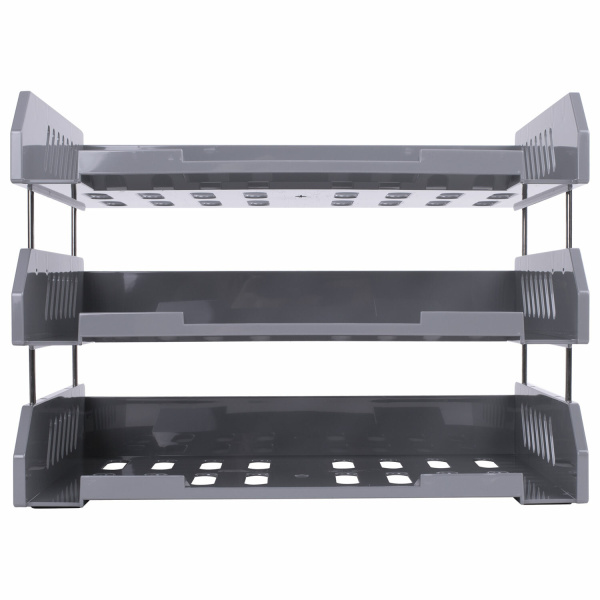 Лотки горизонтальные для бумаг, КОМПЛЕКТ 3 шт., 335х232х246 мм, серый, BRAUBERG FILE, 238108, ЛТ560 - Лотки горизонтальные (поддоны)