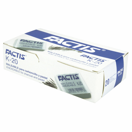 Ластик-клячка художественный FACTIS K 20 (Испания), 37х29х10 мм, супермягкий, серый, CCFK20 - Художественные ластики и клячки