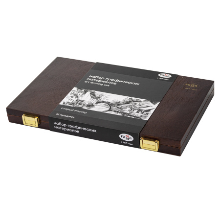 Набор графических материалов ГАММА"Студия", 31 предметов, в деревянном коробе, 0909214 - Инструменты для художественно-живописных работ