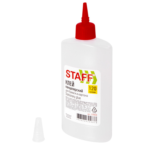 Клей канцелярский STAFF для бумаги, картона 120 г, 229826 - Клей канцелярский