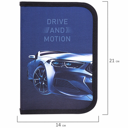 Пенал BRAUBERG с наполнением, 1 отделение, 1 откидная планка, 24 предмета, 21х14 см, "Sport car", 271527 - Пеналы с наполнением