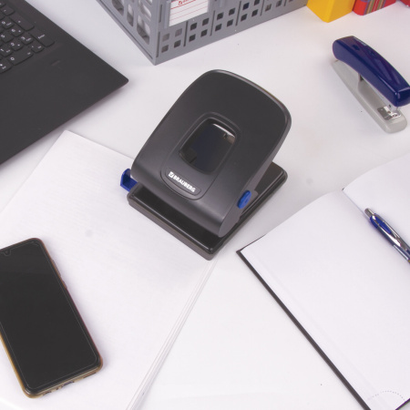 Дырокол металлический BRAUBERG "Extra", до 40 листов, черный, 229093 - Дыроколы настольные