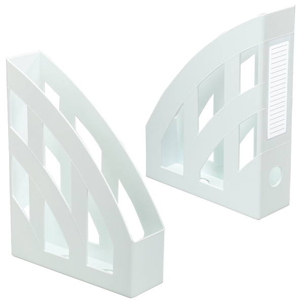 Лоток вертикальный для бумаг КОМПЛЕКТ 2 шт., BRAUBERG "Modern", 245х75х320 мм, белый, 238030 - Лотки вертикальные (стойки-уголки)