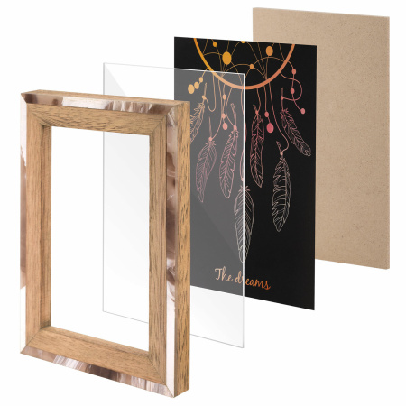 Рамка из мангового дерева BRAUBERG LOFT BROWN STONE, фото 13х18 см, акриловый экран, 17х22 см, 391288 - Рамки для дипломов, сертификатов, грамот, фотографий