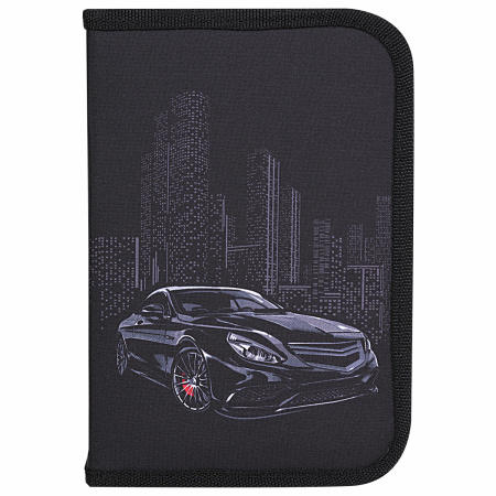 Пенал BRAUBERG, 1 отделение, 1 откидная планка, полиэстер, 21х14 см, "Night Car", 271522 - Пеналы каркасные