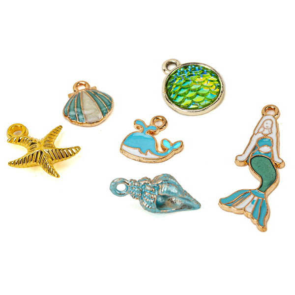 Набор BEADS SET для творчества, рукоделия, и создания украшений РУСАЛКИ, 170 бусин, 6 металлических шармов, резинка, BRAUBERG KIDS, 664700 - Наборы для изготовления бижутерии