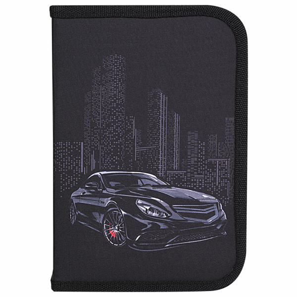 Пенал BRAUBERG, 1 отделение, 1 откидная планка, полиэстер, 21х14 см, "Night Car", 271522 - Пеналы каркасные